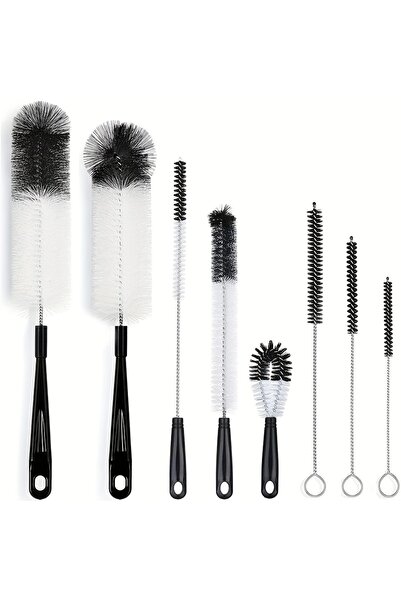 Choice1 YELLOW 8 Boxed Wine Bottle Cleaning Brush Set - Long Handled Black Bo...
