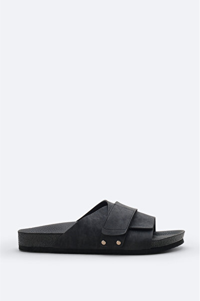 Avva Men's Black Single Strap Lightweight Comfortable Sole Sandals Slippers A...