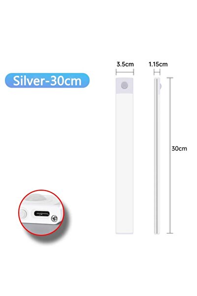 Choice Silvery 30CM Cabinet Lights Motion Sensor LED Wireless USB Under Ultra...