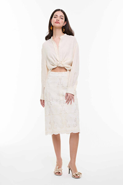 Roman Embrode Detaylı Etek Ekru YY015017_049