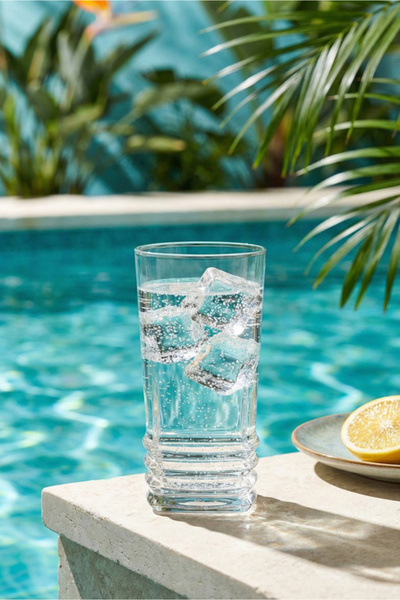LAV Elegan Cam Meşrubat Bardağı 6'lı 335 ml (Su/Limonata/Kokteyl/Soğuk Kahve ...
