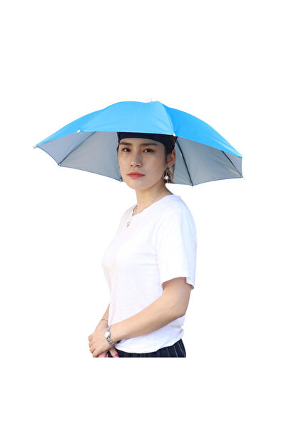 MOJOYCE 69CM Sky Blue Portable Rain Umbrella Hat Foldable Outdoor Fishing Sun...
