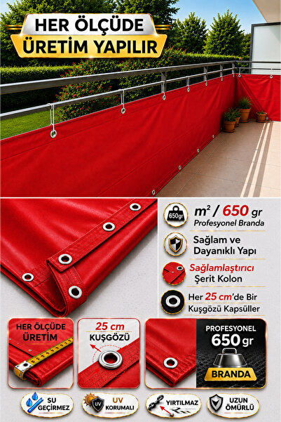 Branda Noktası Pânză de balcon de culoare roșie - 650 gr PVC Poliester - Pânz...