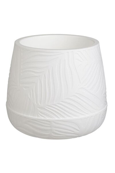 BAMI NETWORK Ghiveci flori oval alb cu model reliefat 24.7x21cm