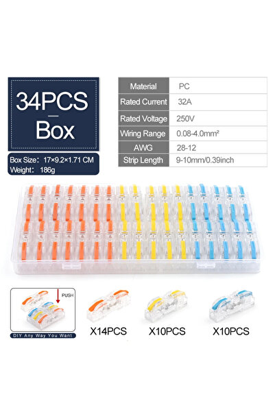 Choice Boxed NC- 221T Color 34PCS Boxed Lever Quick Home Wire Connectors Term...