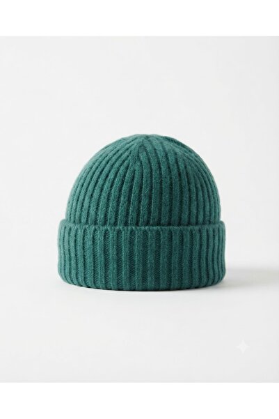 Fonem Unisex Sarrow Beret Fo 2569 Winter Green Premium - Folded Thick Wool Kn...
