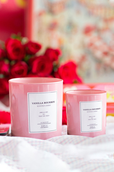 Rakle Le Jardin Vanilla Bourbon Kokulu 2'li Mum Seti Pembe 120 gr - 200 gr