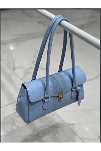 ÖZÜM ÇANTA Women's Long Handle Rectangular Model Hand and Shoulder Bag Blue