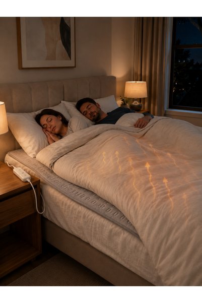 BEYLİNİ OMAK Çift Kişilik Elektrikli Battaniye Tam Güvenlikli Dayanıklı Çift Kademeli Termostatlı Elektrikli Yatak Isıtıcı 120x150 CM