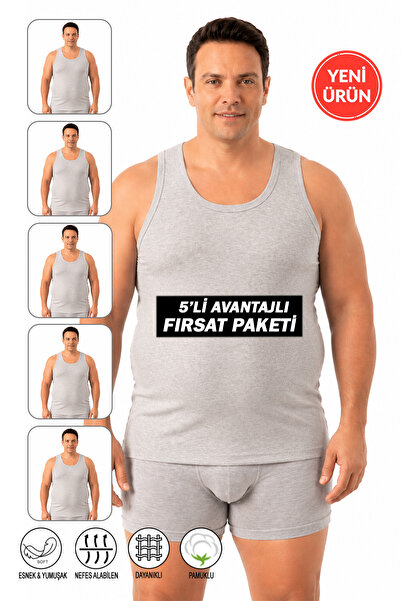ÖZKAN underwear Özkan 12473 5-Pack Men's Cotton Ribbed Flexible Comfortable T...