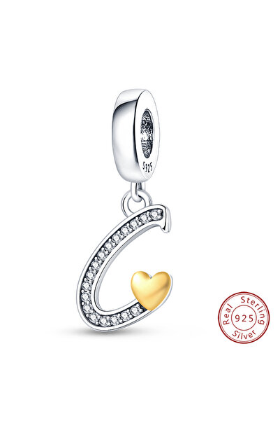Choice25 PAC368-C Original 925 Sterling Silver Charm Beads Classic Gold Heart...