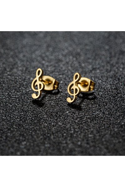 Choice GED191G 1 Pair Mini Music Earrings Stainless Steel Lovely Small Ear St...