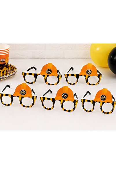 Partifabrik Construction Themed Cardboard Party Glasses 6 Pieces Model with H...