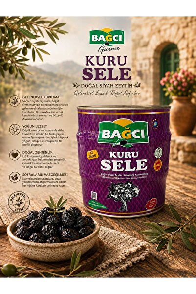 Bağcı Kuru Sele Siyah Zeytin 2 Kg Teneke