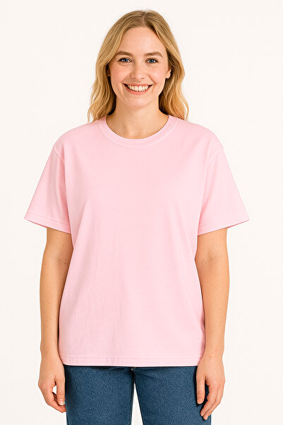 İpek Tekstil 100% Cotton Women's T-Shirt Solid Color Basic Combed Cotton Crew...