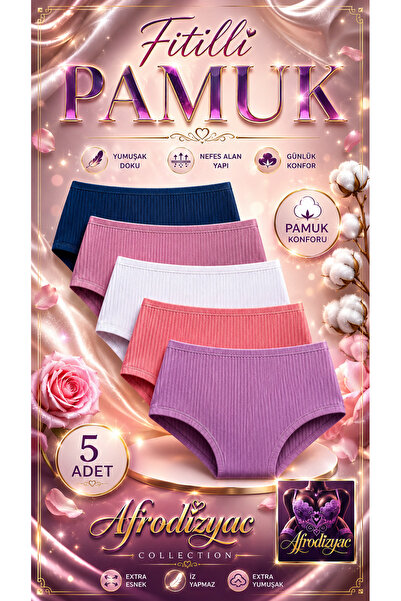 Afrodizyac 5-Piece Ribbed High Waist Extra Soft and Extra Stretchy Panties