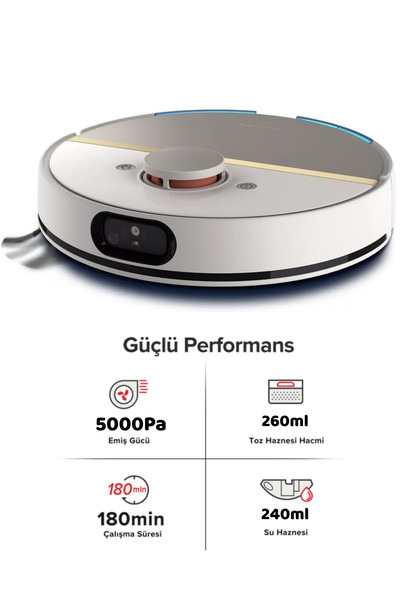 Philips Homerun 5000 Serisi Aqua Akıllı Robot Süpürge Lidar, Epa11 Filtre, Ha...