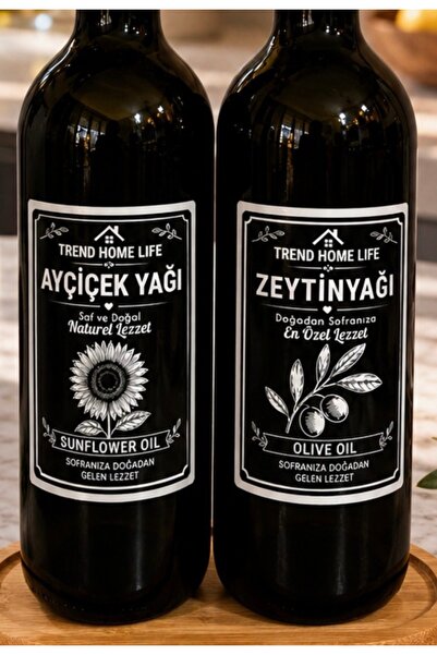 Trend Home Life Yağdanlık Seti 2 Li Gold Başlıklı Cam 750 ml Şişe Ayçiçekyağı Zeytinyağı Şişesi Stand Yoktur