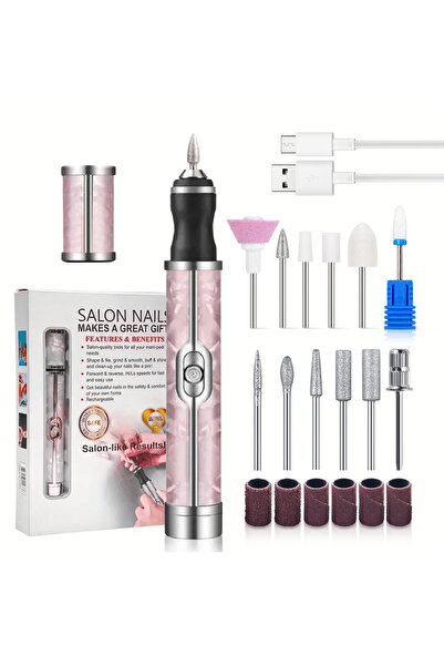 Choice13 Pink Set Electric Nail Drill Set Portable 4 Speeds Professional Mani...
