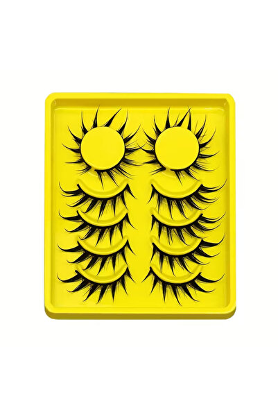 Choice Warm Yellow 6 Pairs Cartoon Eyelashes Cat Eye Eyelashes 3D Natural Fal...