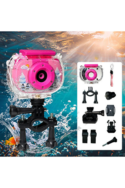 Choice3 Snow Pink Kids Waterproof Camera 20MP Waterproof Underwater Digital C...