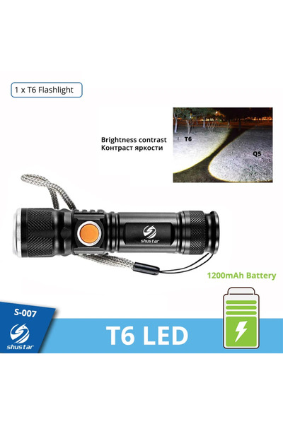 Choice Rechargeable 515 T6-LED-Brighter Powerful LED Flashlight With Tail USB...