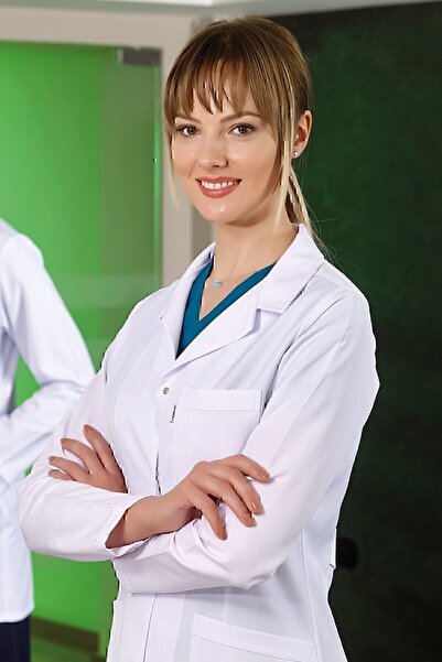 ÇİZGİ MEDİKAL Women's Classic Collar Doctor Apron Nurse Pharmacist Teacher La...