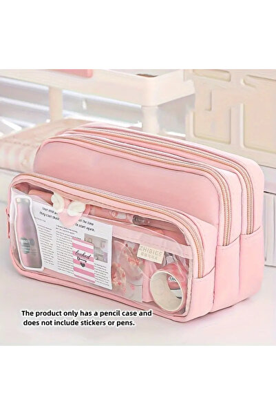 Choice Pink New Large Capacity Pencil Case Stationery Pen Bag Beauty Bag Port...