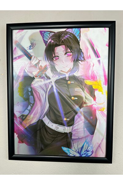 Çerçeveli 3D Lenticular Hareketli Poster Demon Slayer Mitsuri X Shinobu Love Hashira And Insect Hashira 9
