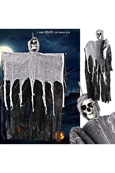 partidolu Halloween 90x55 cm Kafatası Kurukafalı İskelet Dekor Korkuluk Süsü ...