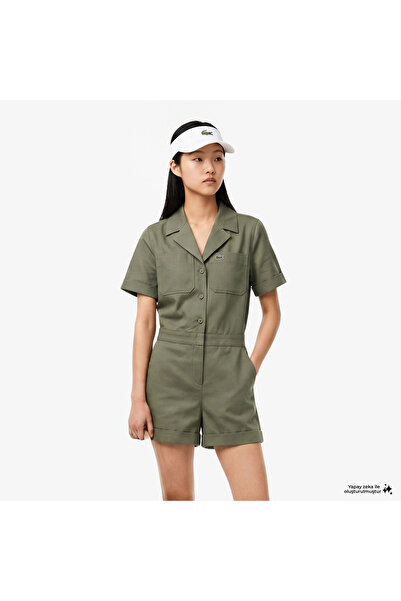 Lacoste Kadın Classic Fit Kısa Kollu Haki Tulum