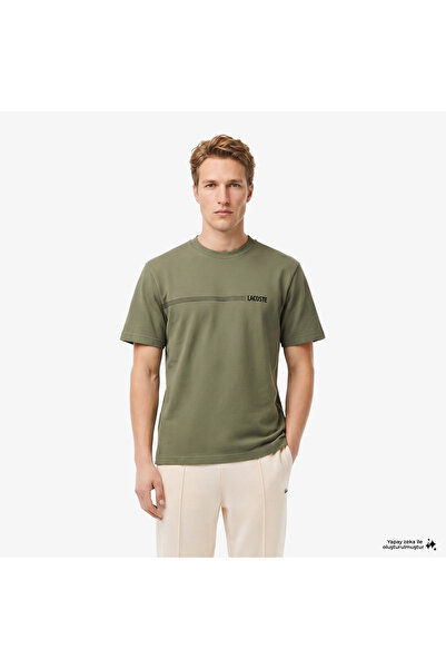 Lacoste Erkek Relaxed Fit Bisiklet Yaka Baskılı Haki T-Shirt