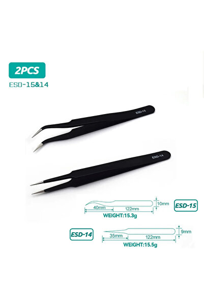 Choice Option 2 6pcs Precision Tweezers Set ESD Anti-Static Stainless Steel T...