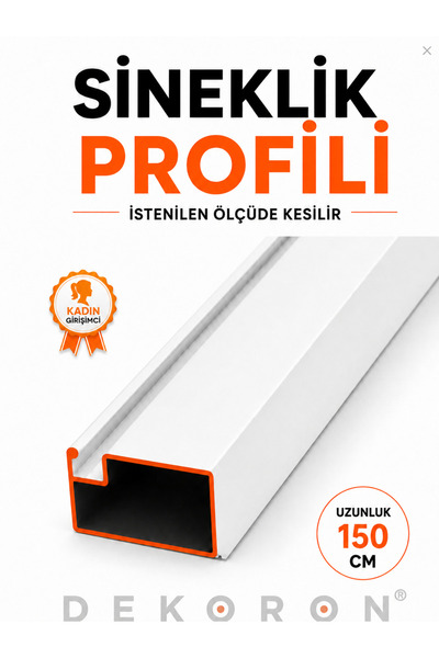 DEKORON İstenilen Ölçüde Kesim | 17x25 Beyaz Menteşeli Sineklik Profili 150 CM