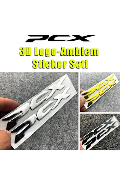 Genel Markalar YSGMOTOPARTS Pcx Amblem Logo 3d Metal Sticker Yazı 2 Adet Set ...