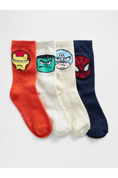 GAP Bebek Çok Renkli Marvel Crew Çorap (4’lü)