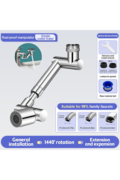 Choice3 Single Mode - Silver 1440° Rotatable Scalable Metal Faucet Aerator Ba...