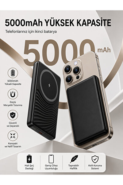 çelikwork inspiring technology 5000mAh 20W Magsafe Kablosuz Powerbank Hızlı Ş...
