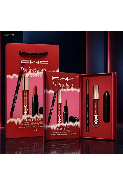 KWK Perfect Pout All-In-One Lip Kit by – (3 in 1) the Unforgettable Velvet Li...