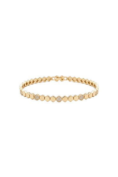 Charmist Steel Gold Honeycomb Zircon Stone Bracelet