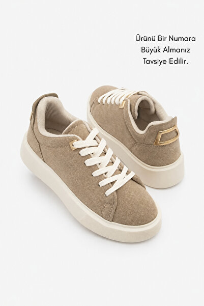 Marjin Damen-Sneaker mit dicker Sohle, goldener Schnalle, detaillierter Schnü...