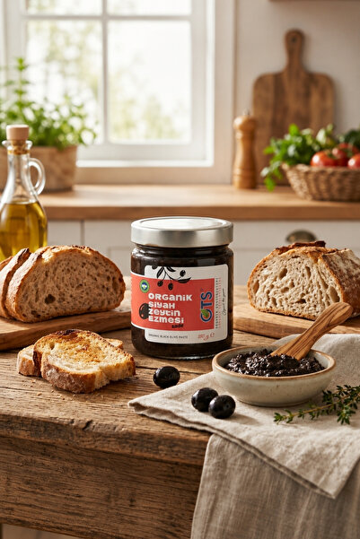OTS Organik Siyah Zeytin Ezmesi (Sade) 180 gr (Organik Sertifikalı, Pestisit Analizli)