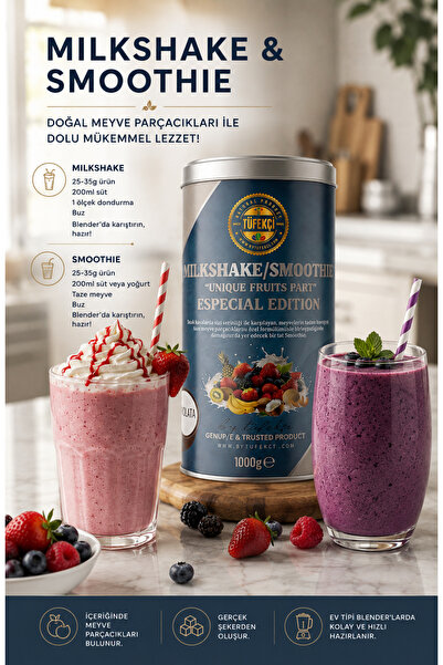By Tüfekçi Vanilya Milkshake Tozu 1000 Gr | Smoothie ve İçecek Tozu | Gerçek Şeker