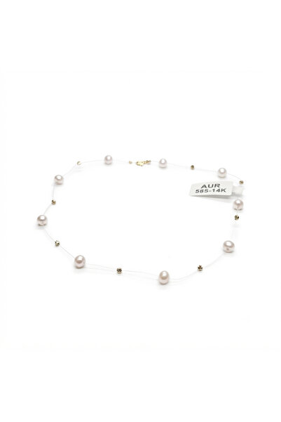 PIETRICELE Colier cu perle plutitoare din aur de 14K