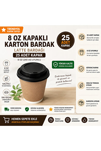 maycup 8 Oz Double Wall Çift Duvar Kraft Karton Bardak Latte Bardağı 25 Adet ...
