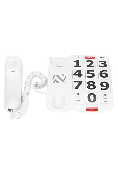 Choice WHITE Big Button Phone Wired Big Button Landline Phone with Easy to Re...