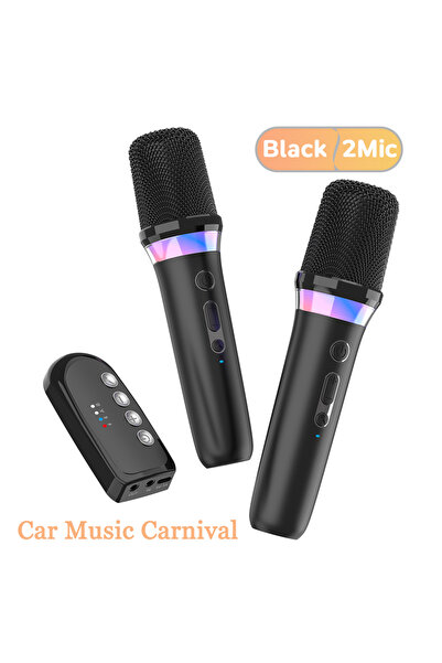 Choice3 K2 Black 2 Mic Wireless Car Microphone With Receiver Karaoke Companio...