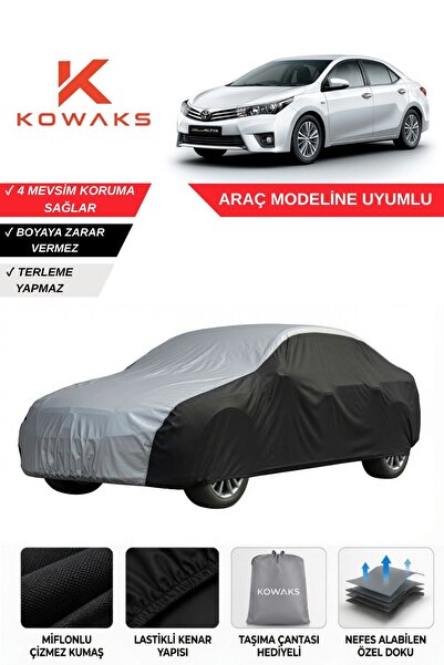KOWAKS Toyota Corolla Sedan (2014-2019) Oto Branda, Araba Brandası, Siyah-Gri