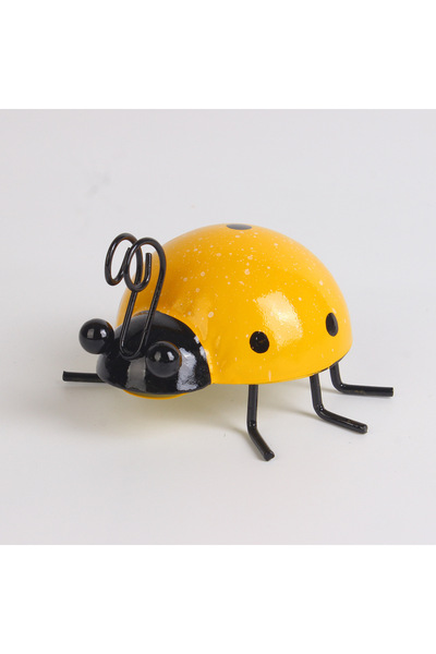choice2 Yellow 1 Pcs Mini Metal Ladybug Beetle Fence Wall Hanging Ornament St...