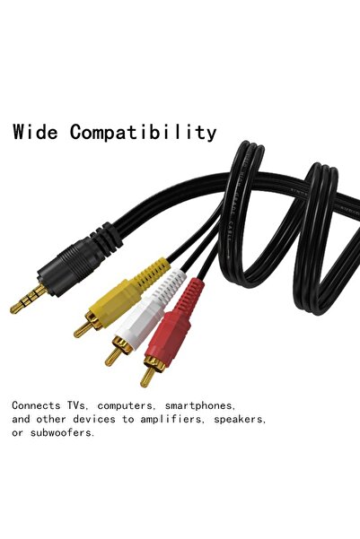choice2 1.5m 3.5mm to 3 RCA Audio Video Cable Gold-Plated AV Cable for TV Amp...